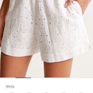 Abercrombie & Fitch linen pull-on high waist shorts large eyelet